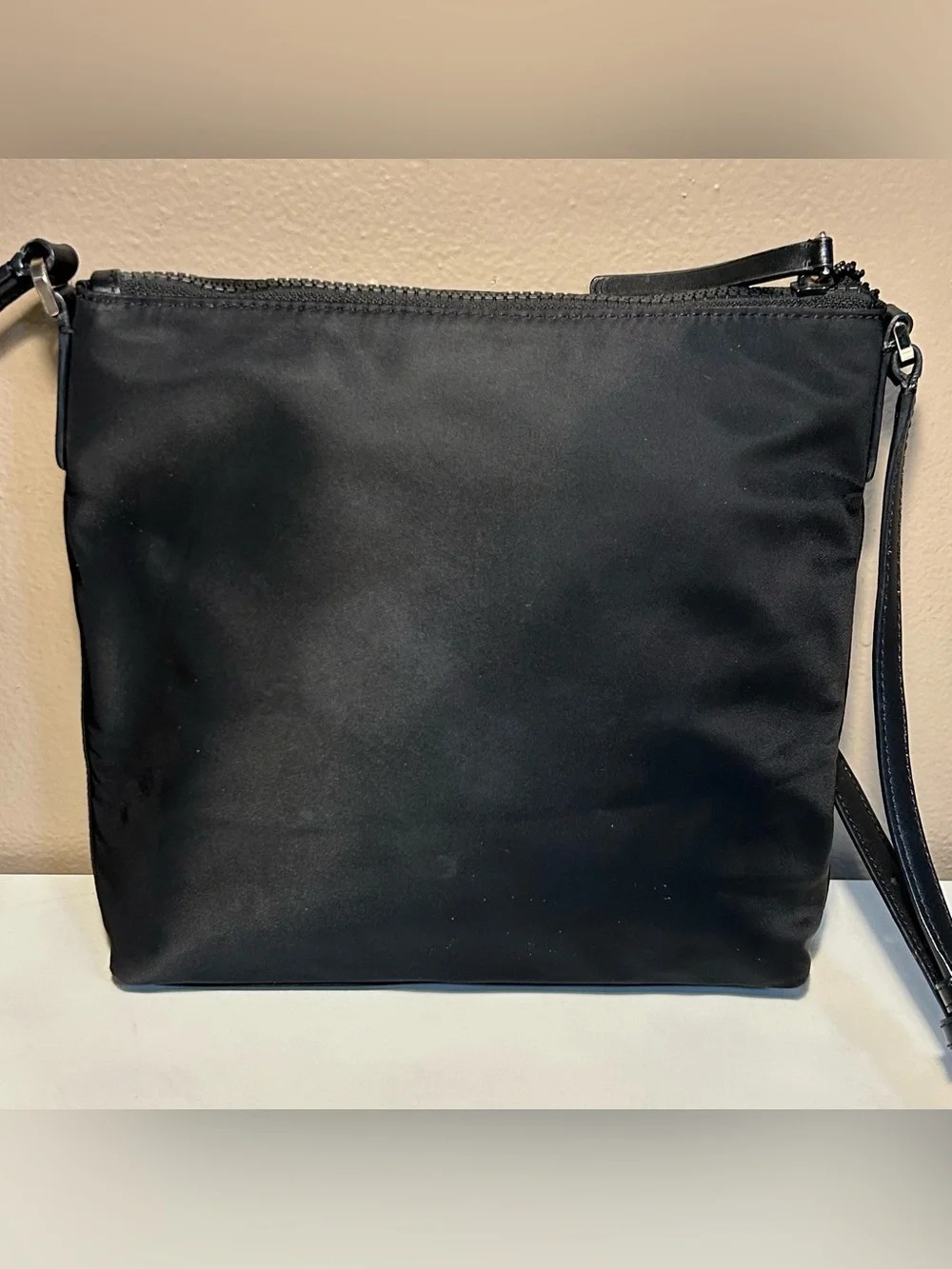 Kate Spade Black Nylon Crossbody Bag Leather Adjustable Strap Classic